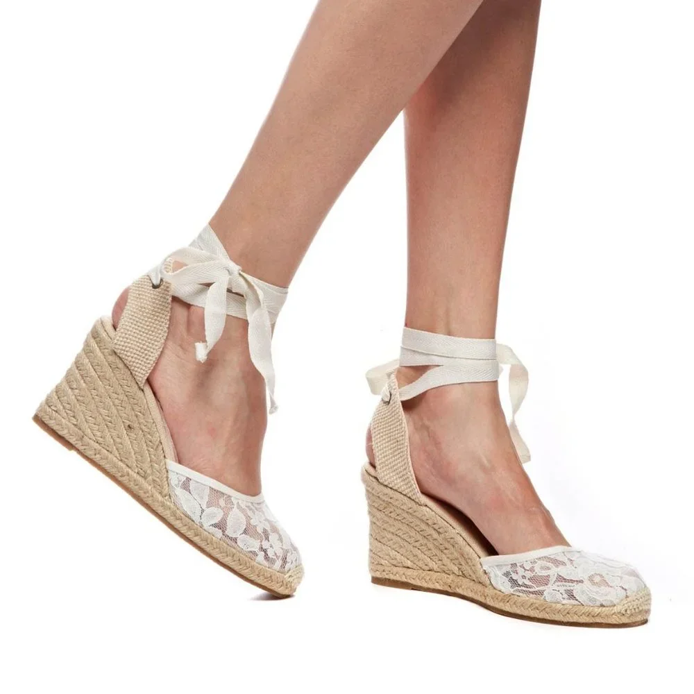 SOLUDOS New Wedge Lace Up Espadrille Sandal Women's 10